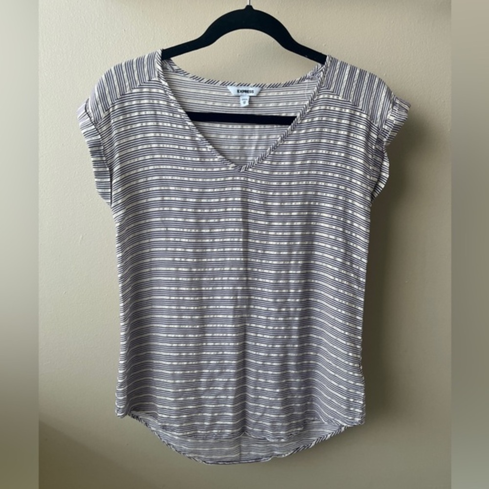 Express Gramercy Striped V-Neck Blouse